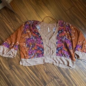 Small Free People boho cropped blouse